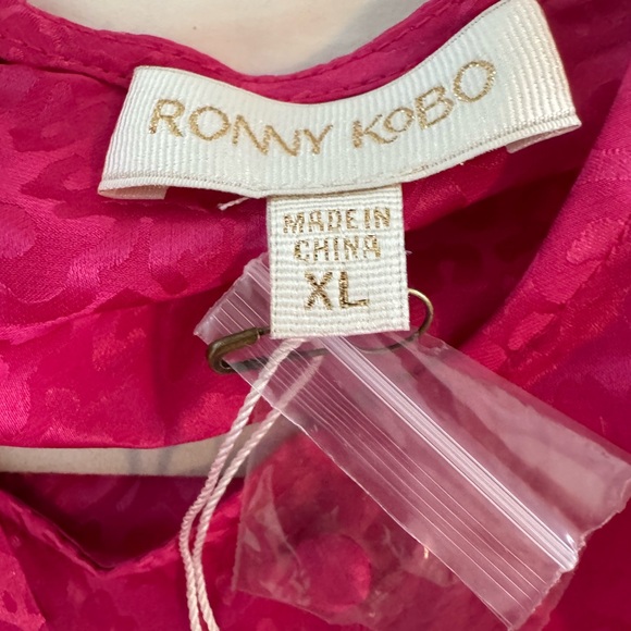 🆕 Ronny Kobo Womens Pink "Santana" Animal Print Silk Blend Ruffle Mini Dress - Picture 11 of 13